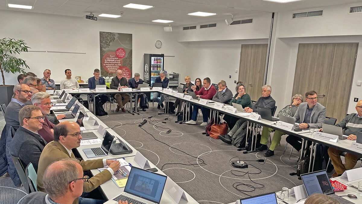 Mitgliederversammlung der VEF - etwa 20 Personen sitzen in einem Tagungsraum